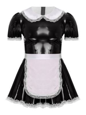 Mens Sissy Servants Maid Dress with Apron Cosplay Costume