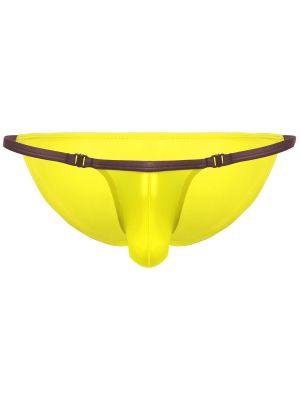 Mens Silky Mesh Bulge Pouch Buckled Elastic Waist Briefs