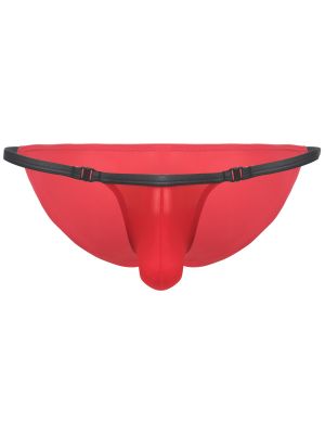 Mens Silky Mesh Bulge Pouch Buckled Elastic Waist Briefs