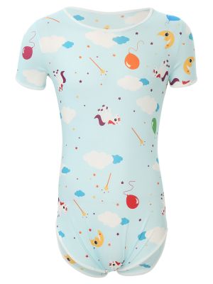 Mens Cute Cartoon Print Sissy Bodysuit Sleepwear