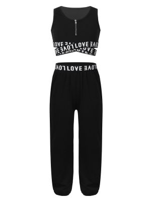IEFIEL Girls Racerback Crop Tank Tops and Leggings Set Kids 2 Piece Dance Sports Clothing Set Activewear