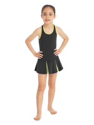 iEFiEL Kids Girls Tennis Dress Golf Dress with Shorts Set Sleeveless Tank Tops Sports Dress Cheer Leader Costumes