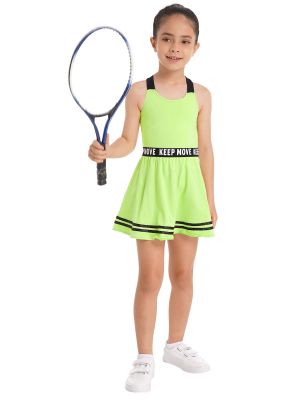 iEFiEL Kids Girls Golf Tennis Dress with Shorts Set Athletic Tank Tops Sports Dance Dress Cheer Leader Costumes