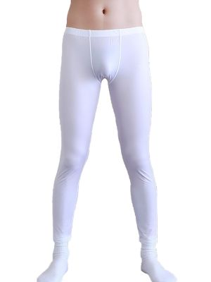 iEFiEL Mens Ice Silk Leggings Sexy Underwear Low Rise Slim Legging Tight Yoga Pant Compression Leggings