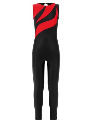 iEFiEL Kids Girls Sleeveless Jumpsuit Gymnastics Dancewear Full Length Bodysuit One Piece Dance Costumes 