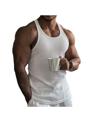 iEFiEL Men's Knitted Tank Tops Bodybuilding Muscle T-Shirts Clubwear Running Training Tops Ribbed Tank Tops