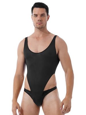 iEFiEL Mens One-Piece Mankini Bodysuit High Cut Thongs Leotard Bikini Swimsuit