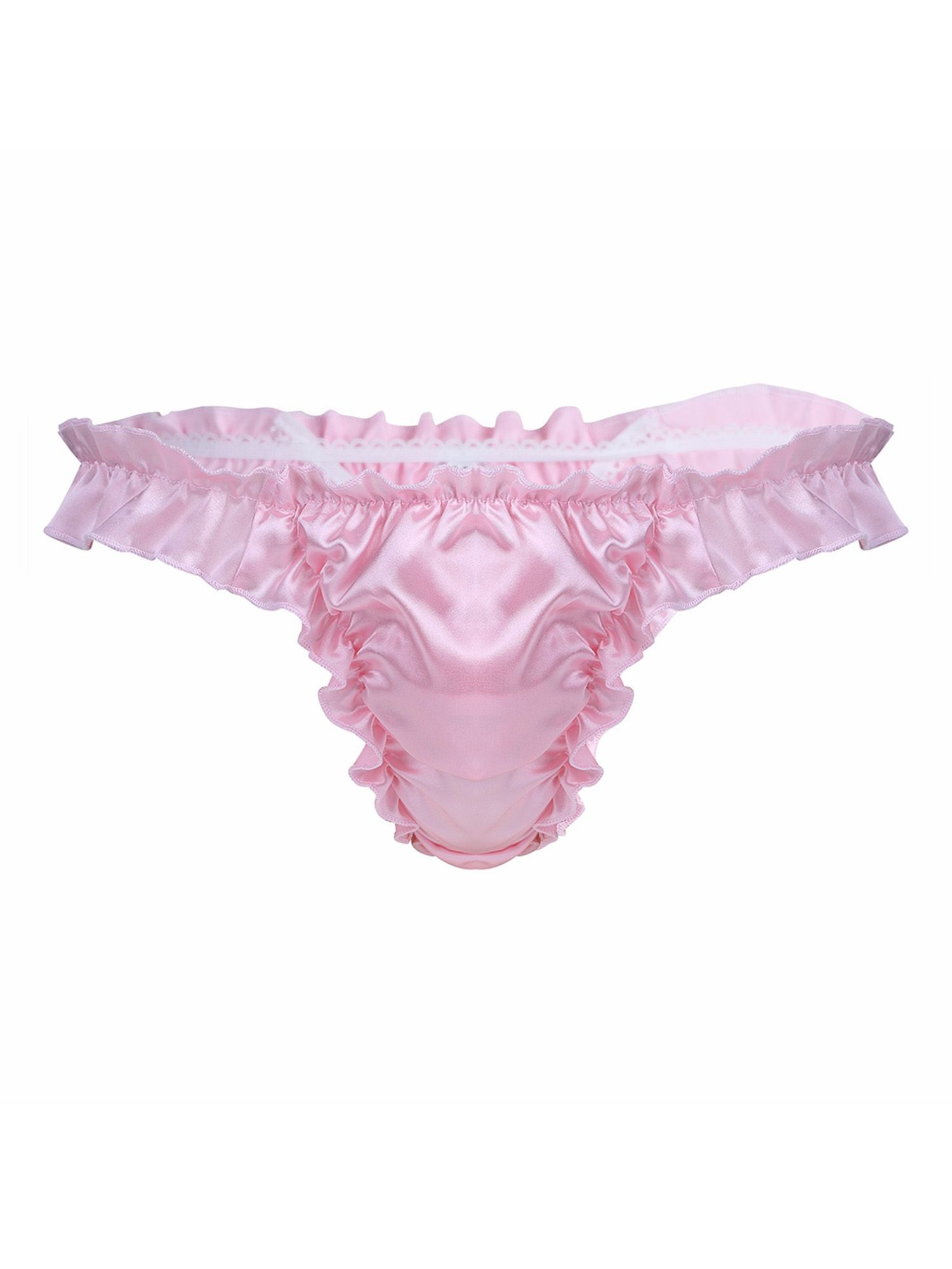 Satini Black Pink Satin Floral Frilly Lace Sissy Bikini Knickers – Women's Sizes 10-20 - View #2