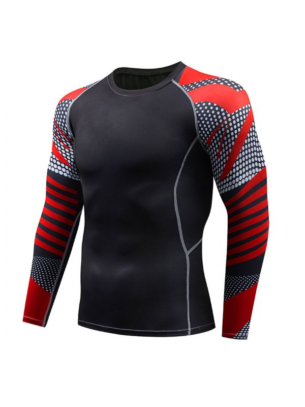 Comfortable Men's Long Sleeve Rash Guard Moisture Wicking Compression Wear 