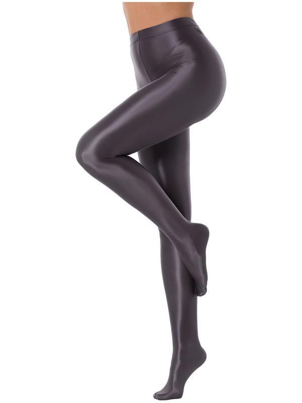 Womens Glossy Opaque High Waist Tights Sexy Stockings Footed Pantyhose Yoga Pants Shimmery Lingerie