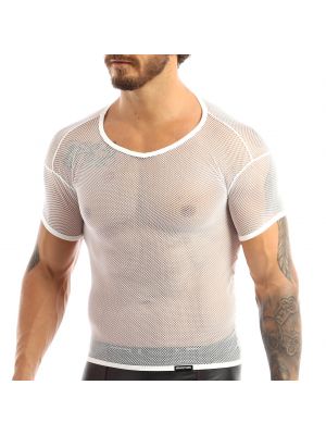 iEFiEL Men's Mesh See Through Shirt Tank Vest Clubwear 