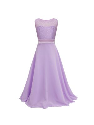 iEFiEL Girls Floral Lace Dress Flower Girl Dress Ball Gown Prom Wedding Bridesmaid Maxi Dress 
