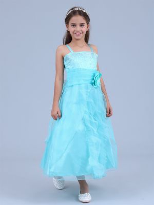 iEFiEL Sky Blue Girls Dresses for Weddings Princess Bridesmaid Birthday Party Long Dress