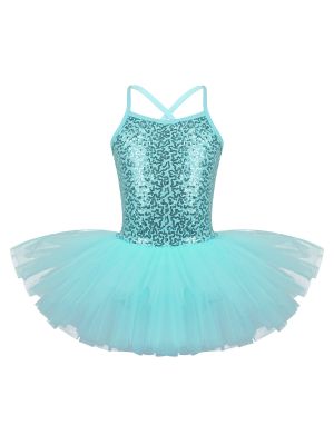 iEFiEL Turquoise Toddler Girls Sequined Tutu Ballet Dance Leotard Dress