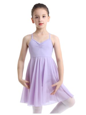 iEFiEL Kids Girls Chiffon Ballet Dance Leotard Dress Dancewear 