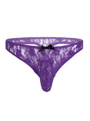 iEFiEL Men Floral Lace Sissy Bikini Briefs Thong Underwear
