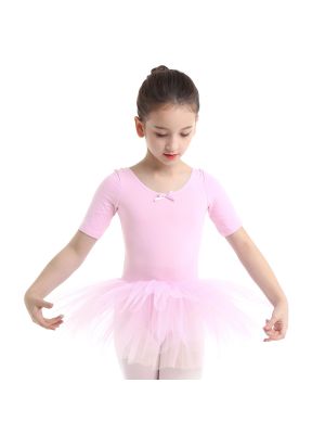 iEFiEL Pink Little Girls Tulle Ballet Dance Tutu Dress with Built-in Knickers Dance Outfit