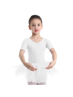 iEFiEL White Little Girls Tulle Ballet Dance Tutu Dress with Built-in Knickers Dance Outfit
