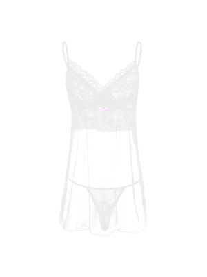 iEFiEL Mens Sissy Lingerie Mesh Mini Dress with G-string Sleepwear Nightwear