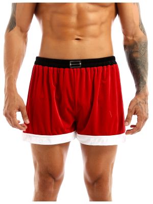 Men Flannel Christmas Santa Claus Costume Boxer Shorts