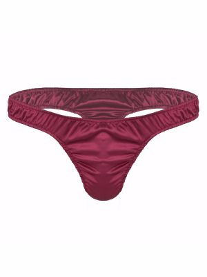 Men Soft Shiny Ruffled Low Rise Thong Underwear Panties