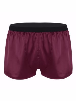 Men Lightweight Shiny Boxer Panties Lounging Sports Shorts