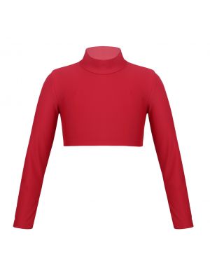 iEFiEL Girls Solid Color Long Sleeves Crop Top for Dance Stage Performance Workout