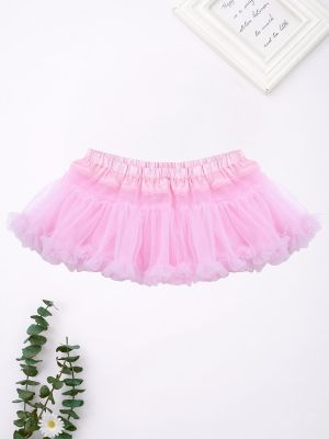 iEFiEL Pink Men Sissy Satin Mini Tutu Skirt Frilly Ruffled Layered Miniskirt