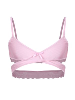 iEFiEL Pink Men's Sissy Wire-free No Padded Bra Tops Breathable Bralette Lingerie