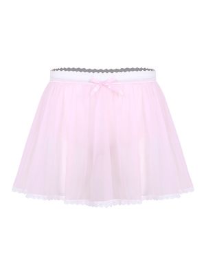 iEFiEL Men Adult Sissy Sheer Nylon Skirted Panties Thong Tulle Crossdressing Underwear