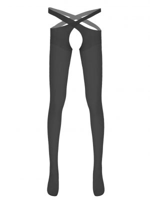 iEFiEL Mens Hollow Out Crotch Pantyhose Lingerie Thin Stretchy See-through Stockings Tights