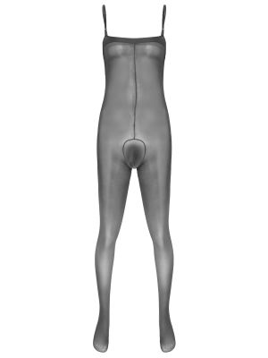 iEFiEL Men Sissy Adjustable Spaghetti Straps Bulge Pouch Bodysuit Lingerie Leotard Nightwear See-through Body Stocking