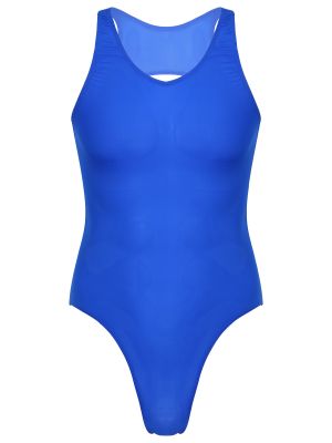 iEFiEL Men Sleeveless Backless Bodysuit Underwear Gymnastic Exercise Cutout Leotard Swimsuit