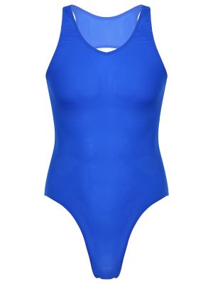 iEFiEL Men Sleeveless Backless Bodysuit Underwear Gymnastic Exercise Cutout Leotard Swimsuit