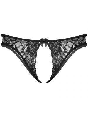 iEFiEL Black Men Sissy Floral Lace T-back Briefs Crotchless Hollow Out Thong Low Waist Underpants Nightwear