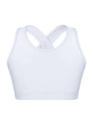 iEFiEL Kids Girls Pure Color Sleeveless Tops U Neck Keyhole Back Running Gym Yoga Sport Bra Top