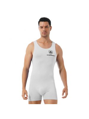 iEFiEL Mens Sleeveless Workout Bodysuit Stretchy Snug Fit Boxer Short Leotard Sleepwear