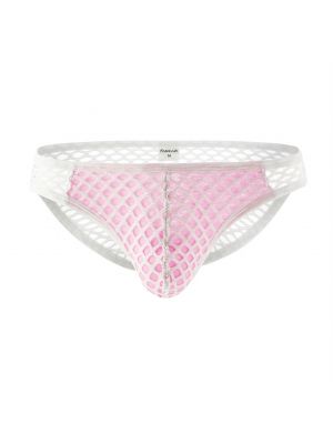 iEFiEL Mens Contrast Color Fishnet Briefs Low Waist Bulge Pouch Hollow Out Underpants Underwear