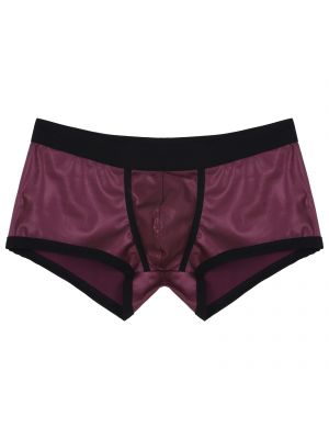 iEFiEL Men Low Waist Faux Leather Boxer Shorts Sports Swimming Trunks
