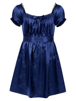 Men Sissy Soft Satin Crossdress Lingerie Dress Underwear with Sash Sleepwear