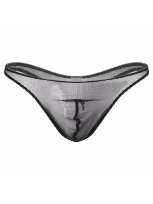 iEFiEL Men See-through Mesh T-back Briefs Bulge Pouch Low Waist Thongs Underwear