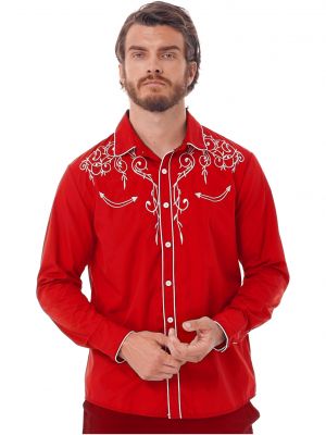 iEFiEL Mens Cotton Lapel Collar Long Sleeves Shirt Casual Embroidery Button Down Slim Fit Shirt