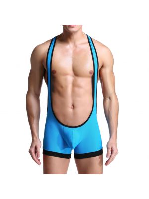 iEFiEL Mens One-piece Bulge Pouch Suspenders Bodysuit Shorts Wrestling Briefs Jumpsuit