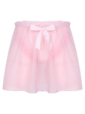 iEFiEL Mens Sissy Semi See-Through Chiffon Skirt Nightwear Crossdressing Skirt Sleepwear