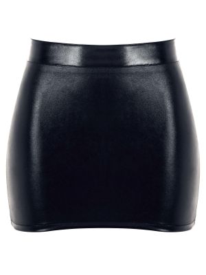 Womens Shiny Patent Leather Miniskirt Fashion Zipper Back Skirt Pole Dancing Costume