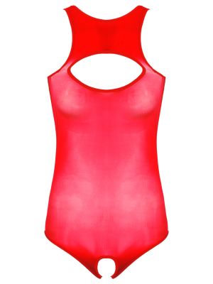 iEFiEL Womens See-through Cutout Bodysuit Crotchless Leotard Glossy Nightwear