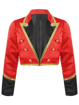iEFiEL Kids Circus Costume Long Sleeve Golden Buttons Coat for Cosplay Performance Holiday Party Role Play