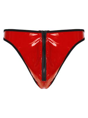 iEFiEL Mens Wetlook Patent Leather Briefs Bulge Pouch Thong Nightclub Stage Performance Underpants