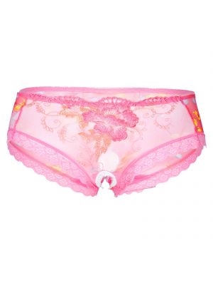 iEFiEL Mens Sissy Floral Embroidery Sheer Mesh Briefs Lace Trim Crotchless Underpants Underwear