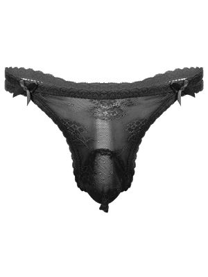 iEFiEL Mens Sissy See-through Lace Strappy Thong Bulge Pouch G-string T-back Underwear